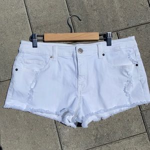 “VS Boyfriend” cut off denim shorts, low rise